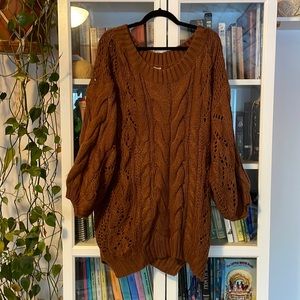 Ballon Sleeve Boho Sweater Dress/Oversized Sweater.